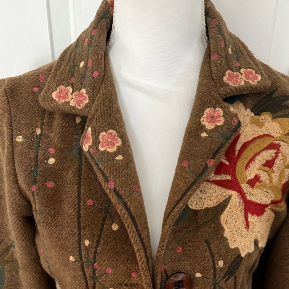 100% Wool Bohemian embroidery cottagecore coat - Picture 5 of 14